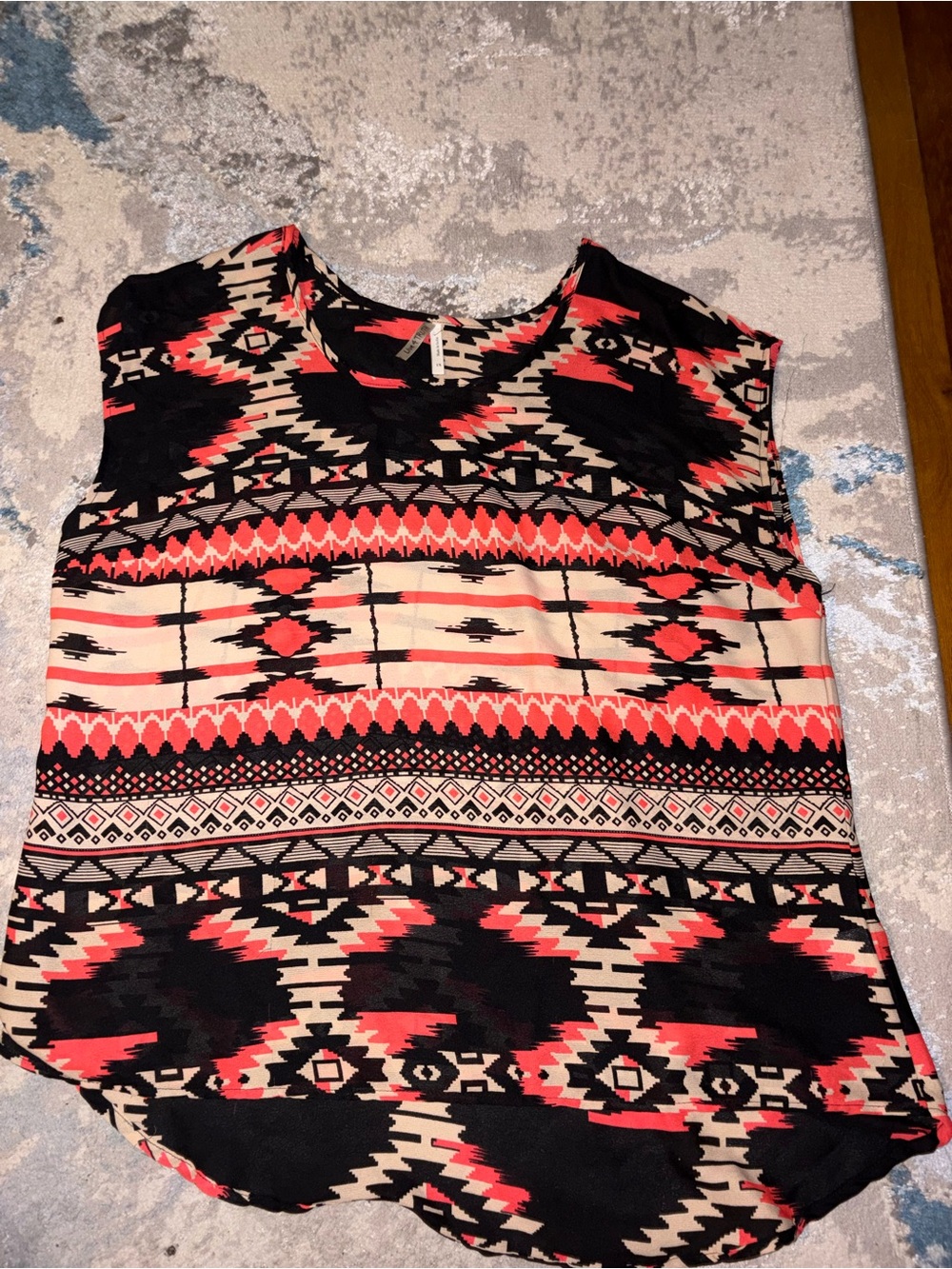 Live 4 Truth Aztec-Pattern Tank Top in Black, Coral & Cream